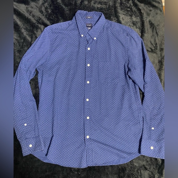 J. Crew Blue Casual Button Down Shirt with Geometric Pattern - Picture 2 of 15
